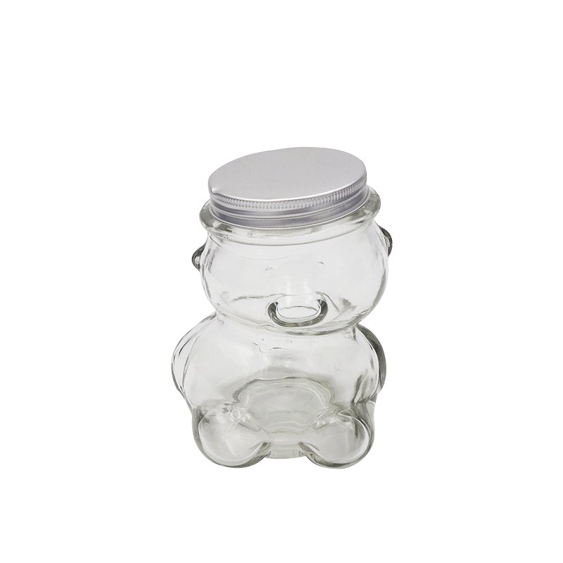 80ml Honey teddy bear glass bottle with metal lid