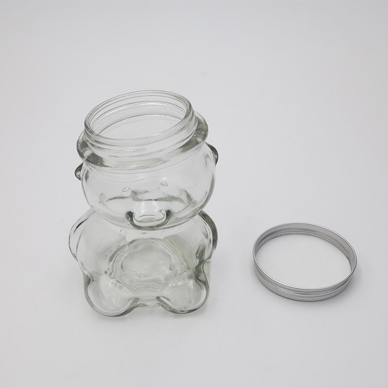 80ml Honey teddy bear glass bottle with metal lid