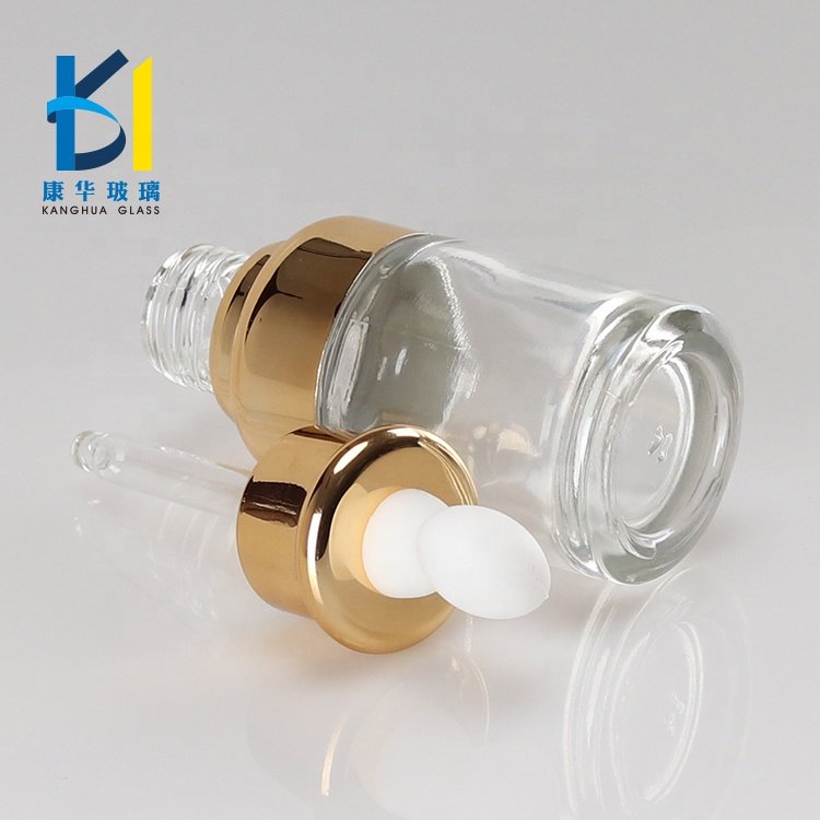 20ml 30ml 40ml Luxury Cosmetic Glass Dropper Bottle With Golden Silver Dropper Lid For Essential Oil Serum
