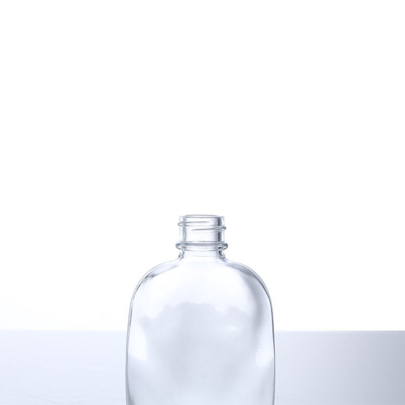 Customized Glass Bottle for Beverage Cold Brew Coffee Wine Liquor Tea Flat Flask with Lid 100ml 200ml 250ml 350ml 500ml Clear