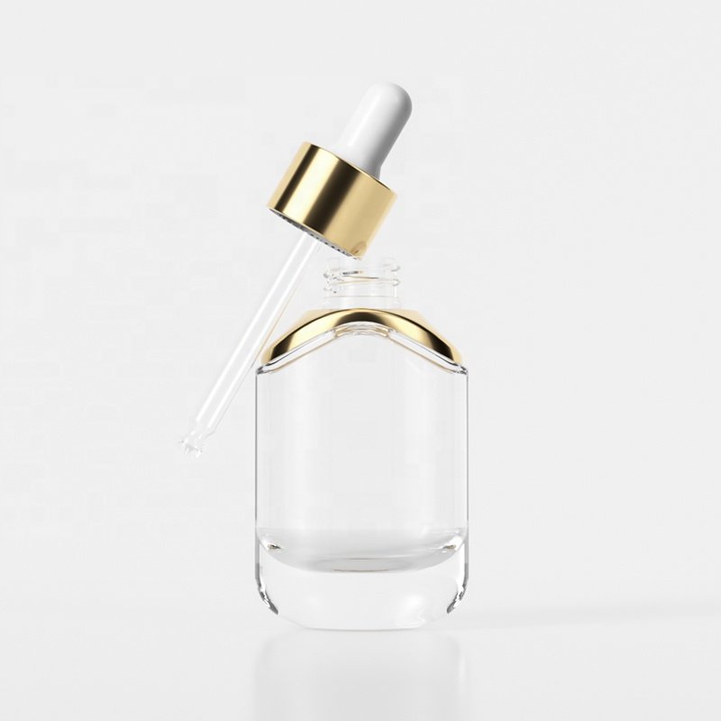 Fancy thick wall 15ml 30ml 50ml essential oil serum spoid glass dropper bottle with pipette cap