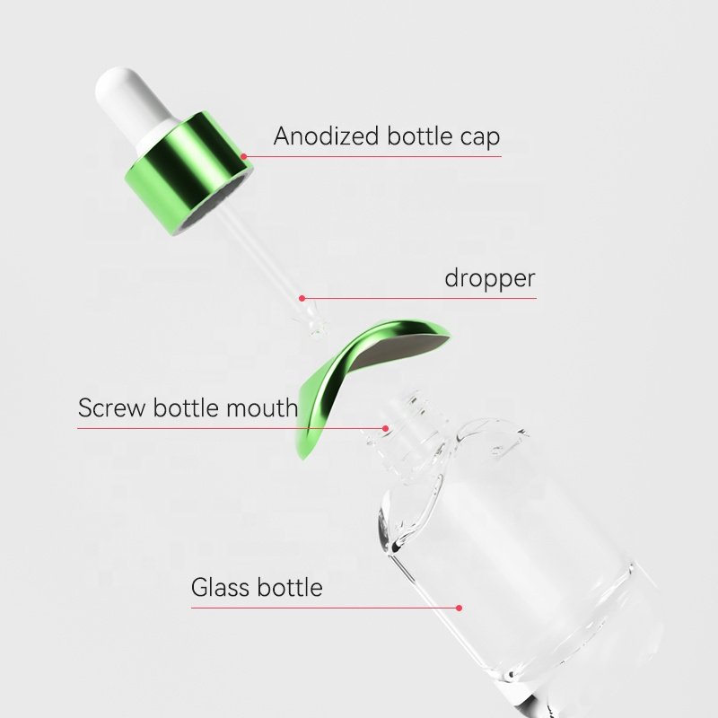 Fancy thick wall 15ml 30ml 50ml essential oil serum spoid glass dropper bottle with pipette cap