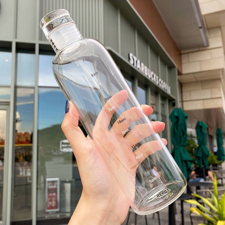 airtight high borosilicate glass water bottle 500ml 750ml Portable sport graduated glass cup