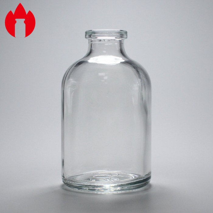 Empty 50ml Clear Type II or III Pharmaceutical Injection Moulded Glass Bottle Vial