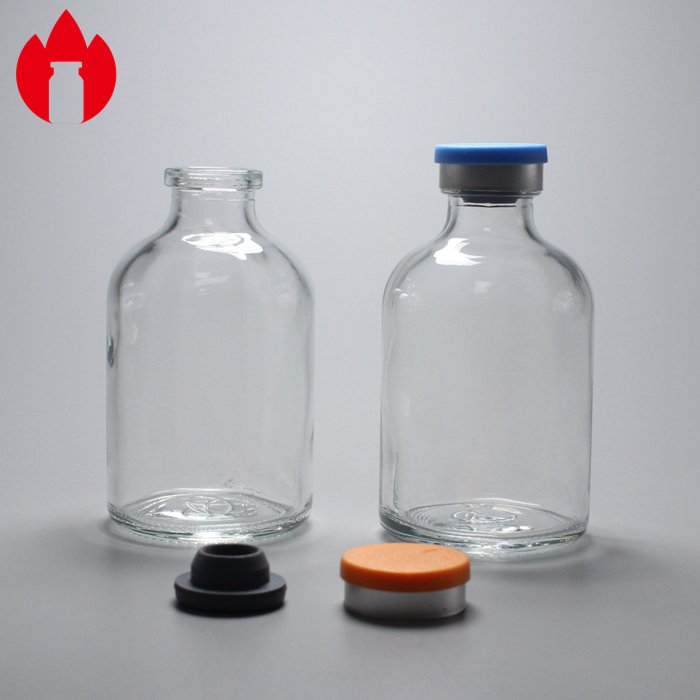 Empty 50ml Clear Type II or III Pharmaceutical Injection Moulded Glass Bottle Vial