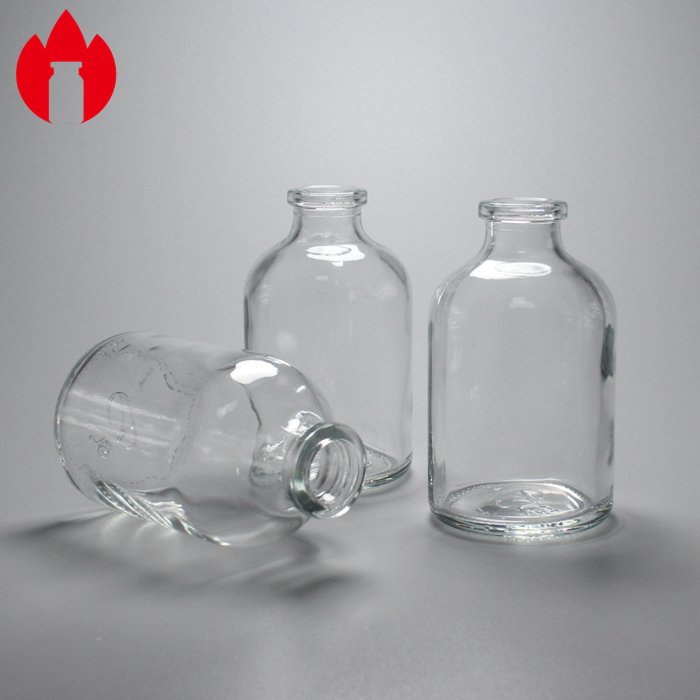 Empty 50ml Clear Type II or III Pharmaceutical Injection Moulded Glass Bottle Vial