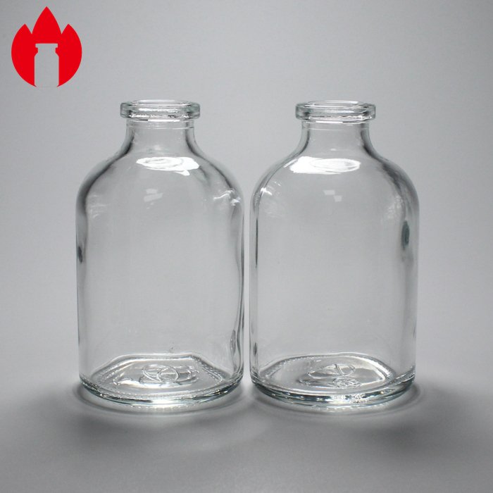 Empty 50ml Clear Type II or III Pharmaceutical Injection Moulded Glass Bottle Vial