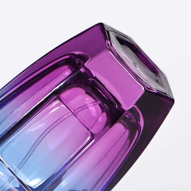 Multilateral Round 50ml Glass Perfume Bottle Gradually Colorful Perfume Spray Bottle with Lid and Nozzle