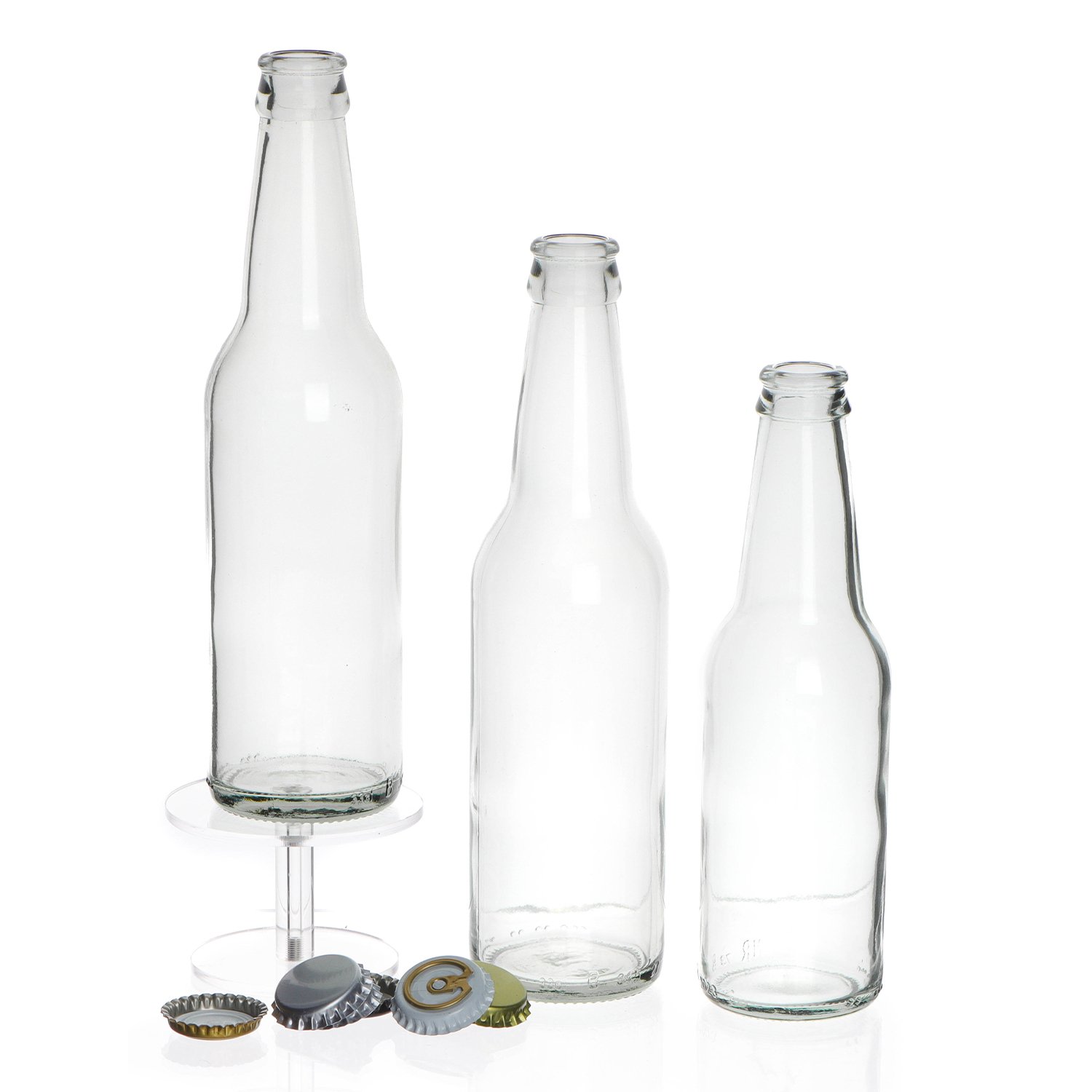 Top Quality 330 Ml 500 Ml Clear Round Glass Beer Bottles With Crown Cap