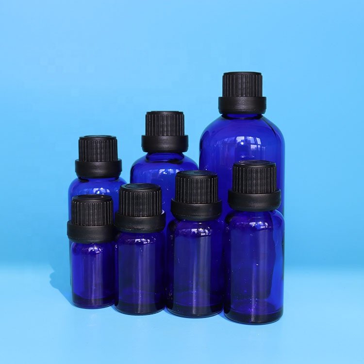 10ml YB blue essential oil glass bottle with cap cobalt blue euro glass essential oil bottle with tamper evident lid