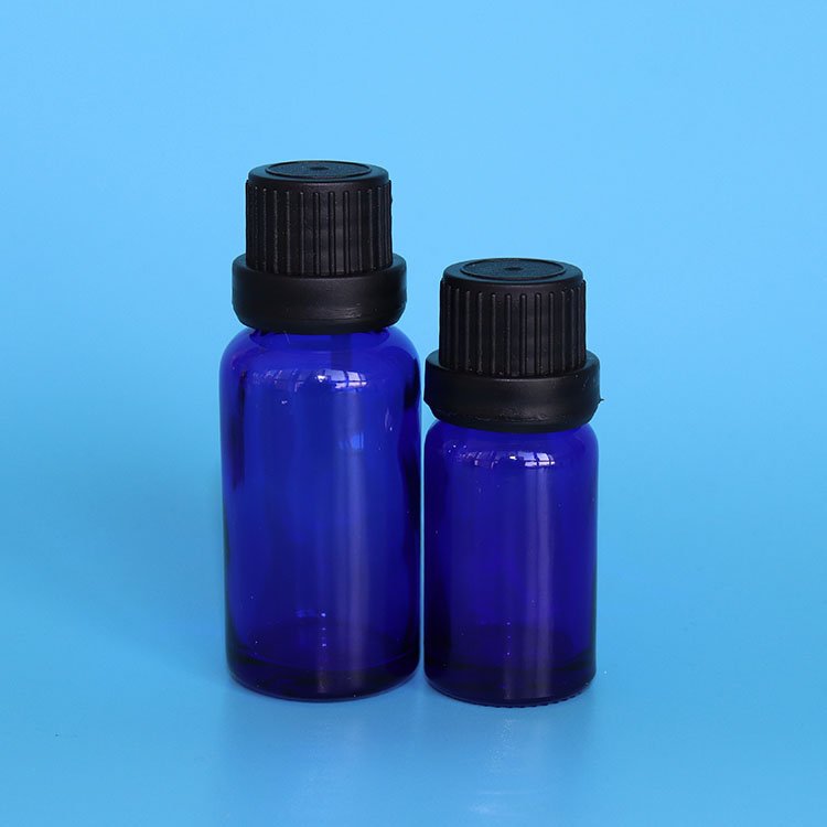 10ml YB blue essential oil glass bottle with cap cobalt blue euro glass essential oil bottle with tamper evident lid