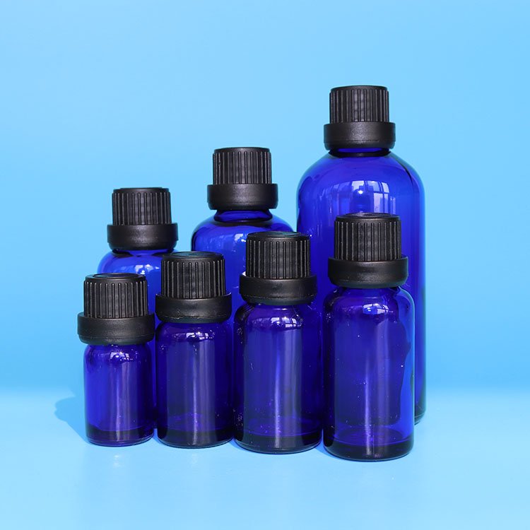 10ml YB blue essential oil glass bottle with cap cobalt blue euro glass essential oil bottle with tamper evident lid