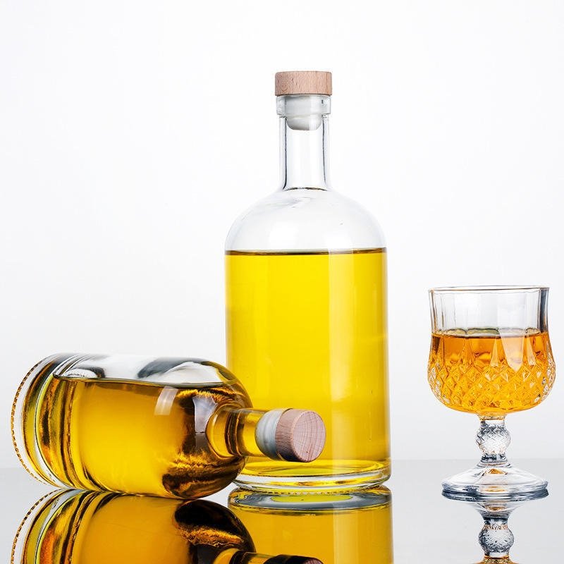 Botellas De Cristal Customized Clear Glass Bottle 200ml 375ml 500ml 1l Liquor Vodka Bottle Botellas De Cristal Para Licor 750Ml