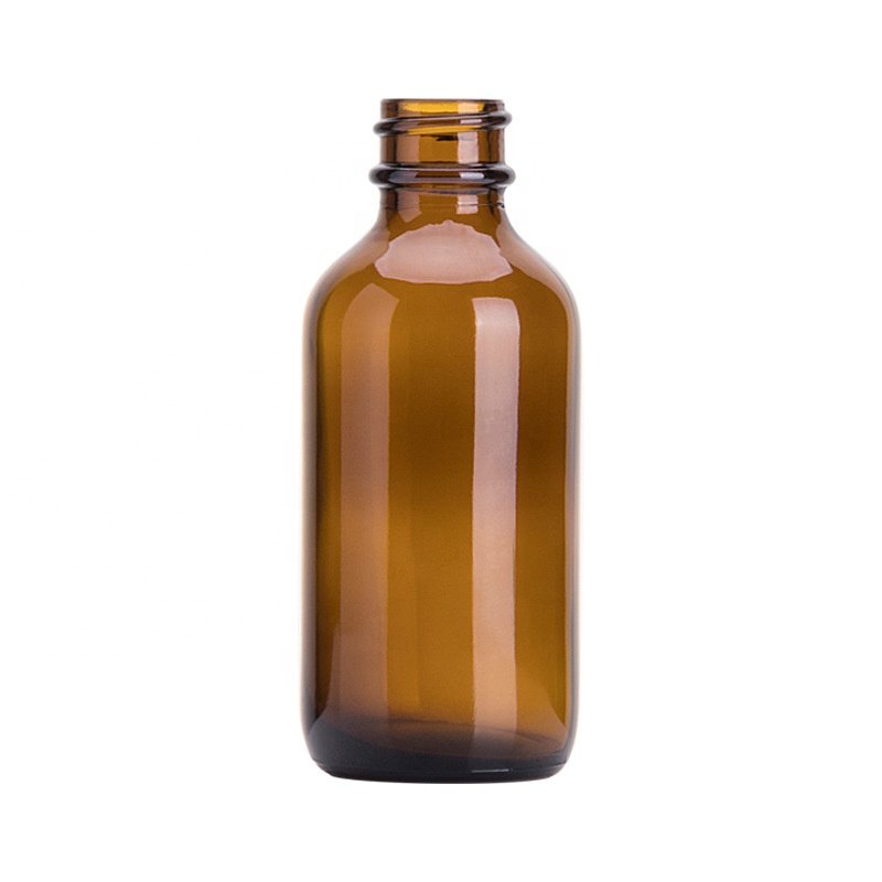 Boston round glass bottle 60 ml amber glass bottle 2 oz glass dropper bottle for essential oil cosmetic packaging