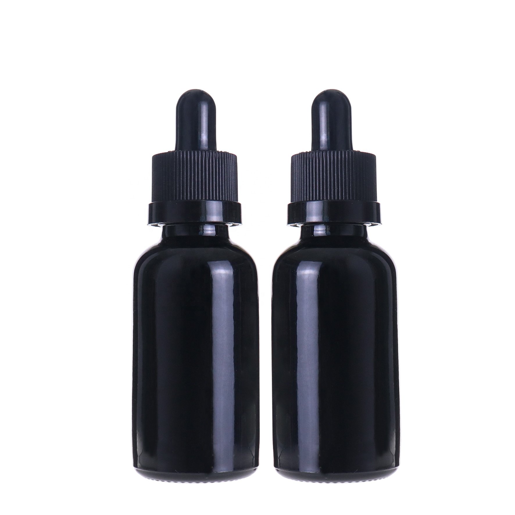 1OZ 2OZ Cosmetic glossy black glass measurement dropper bottle Empty 30ML Essential Oil Bottle With Glass Pipette