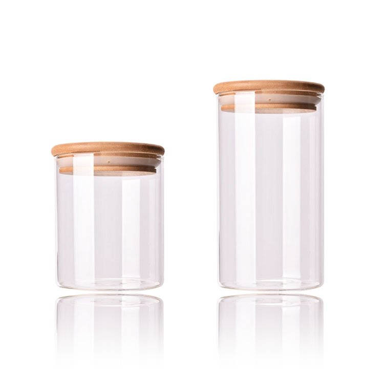 Factory Storage Bottles & Jars Food Storage Container With Airtight Bamboo Lid Borosilicale Clear Glass Jar