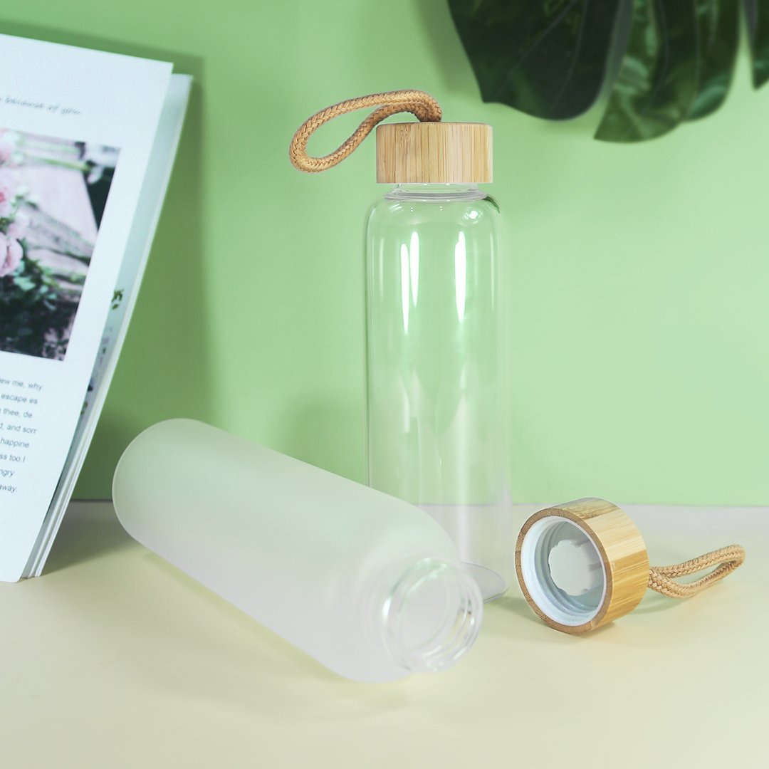 New Style 500ml Sublimation Glass Cup With Bamboo Lid And Tea Tumbler Water Bottle With Strainer