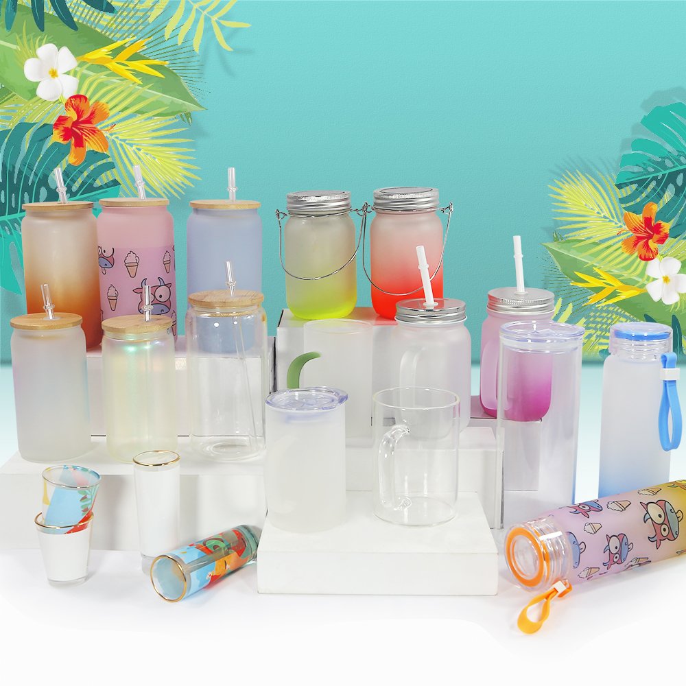 New Style 500ml Sublimation Glass Cup With Bamboo Lid And Tea Tumbler Water Bottle With Strainer