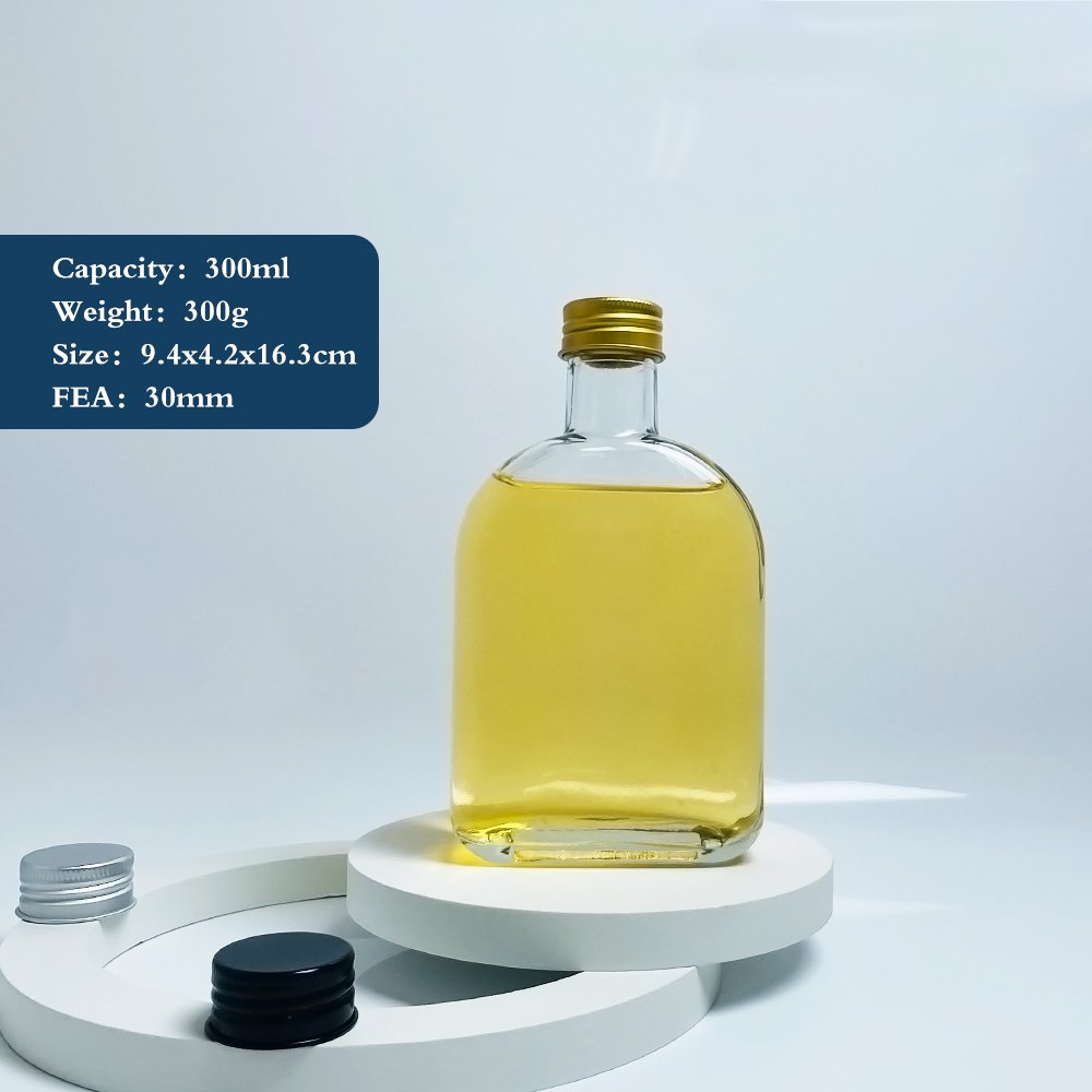 300ml clear french round beverage glass bottle cold pressed juice bottles with airtight screw cap