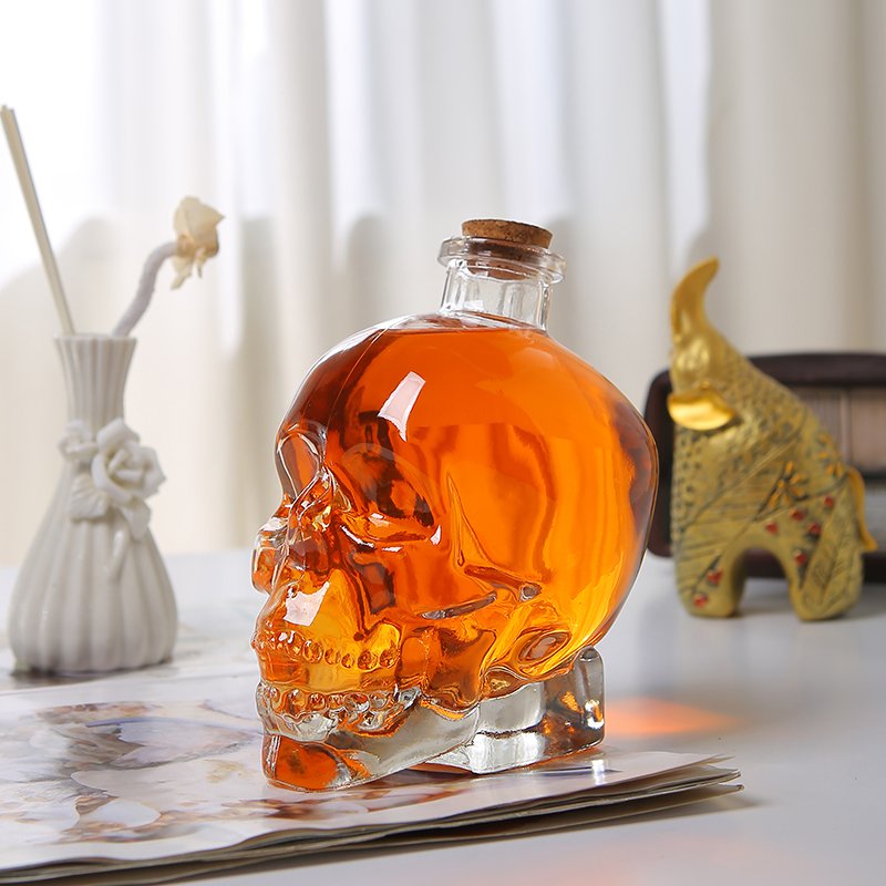 Hot sale high quality clear vodka bottle unique shaped wine glass bottles
