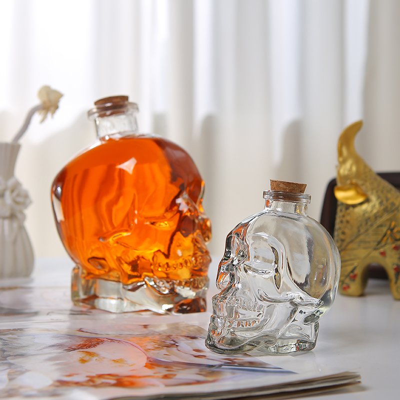 Hot sale high quality clear vodka bottle unique shaped wine glass bottles