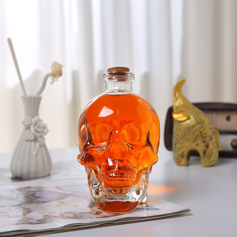 Hot sale high quality clear vodka bottle unique shaped wine glass bottles
