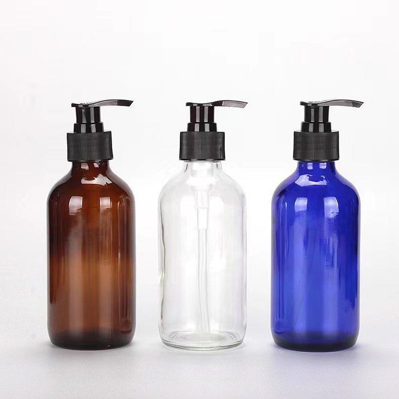 Amber 15ml 30ml 60ml 120ml boston round blue glass dropper bottle essential oil bottles spray bottles