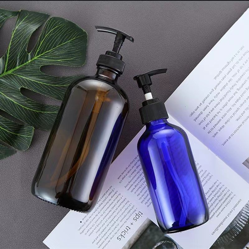 Amber 15ml 30ml 60ml 120ml boston round blue glass dropper bottle essential oil bottles spray bottles