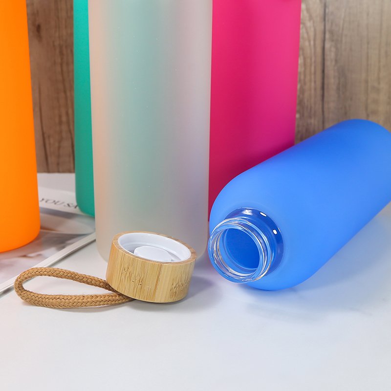 AGH New Style 750ml Sublimation colorful Glass Cup With Bamboo Lid And Tea Tumbler Bottle With Strainer