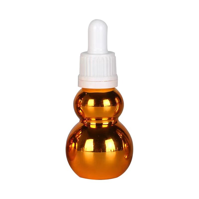 In Stock10 20 30 50 100ML Gold Electroplated Essential Oil Bottle Double Gourd Glass Dropper Bottle Cosmetic Dispensing Bottle
