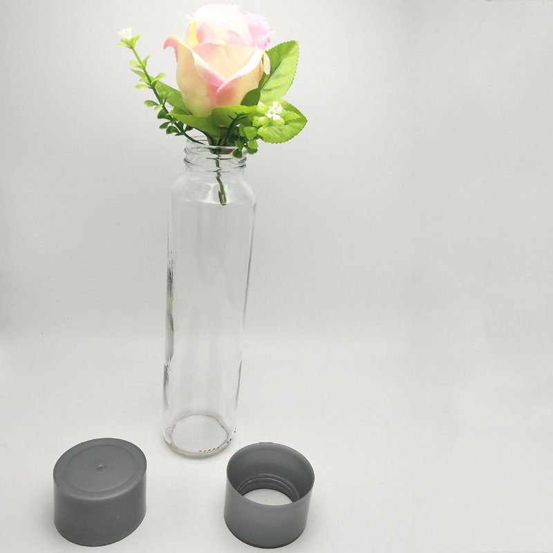 Wholesale Straight Side Cylinder Voss glass Water bottle Mineral Water glass bottle With Cap