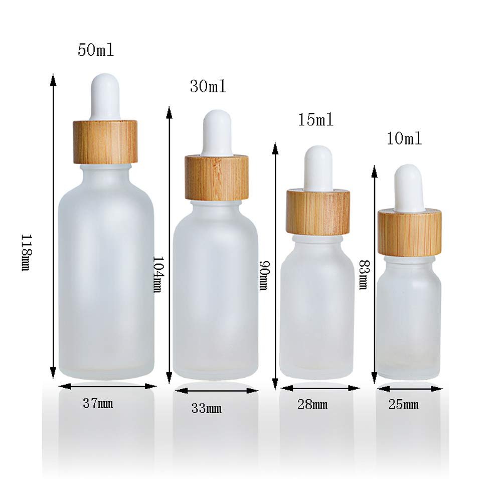 30ml Empty Glass Dropper Bottle With Bamboo Lid Frosted Glass Bottle For Essential Oils Refillable Pipette Bottle Jar