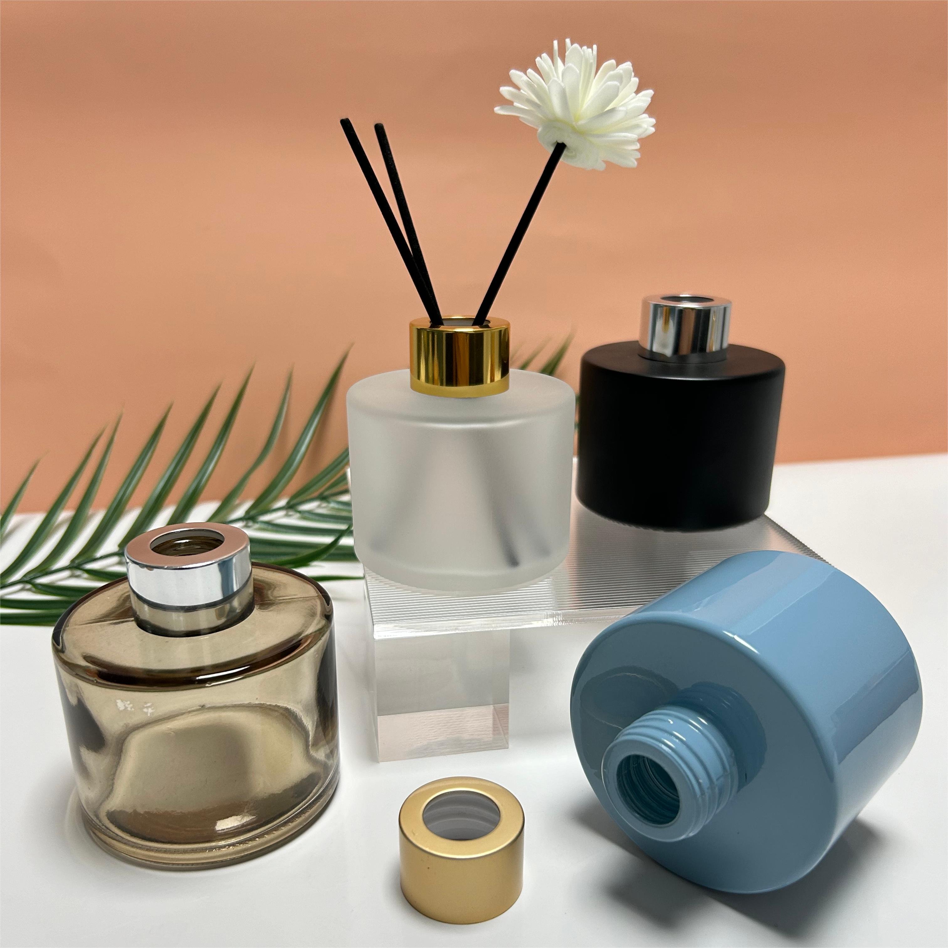 Custom round fireless aromatherapy reed diffuser perfume clear matte empty reed diffuser glass bottle