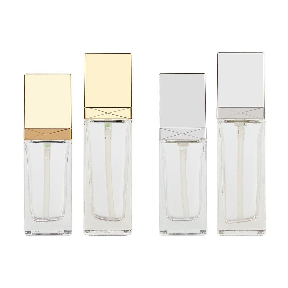 30ml 40ml cosmetic container luxury lotion bottle with gold pump thick cosmetic glass bottles for toner