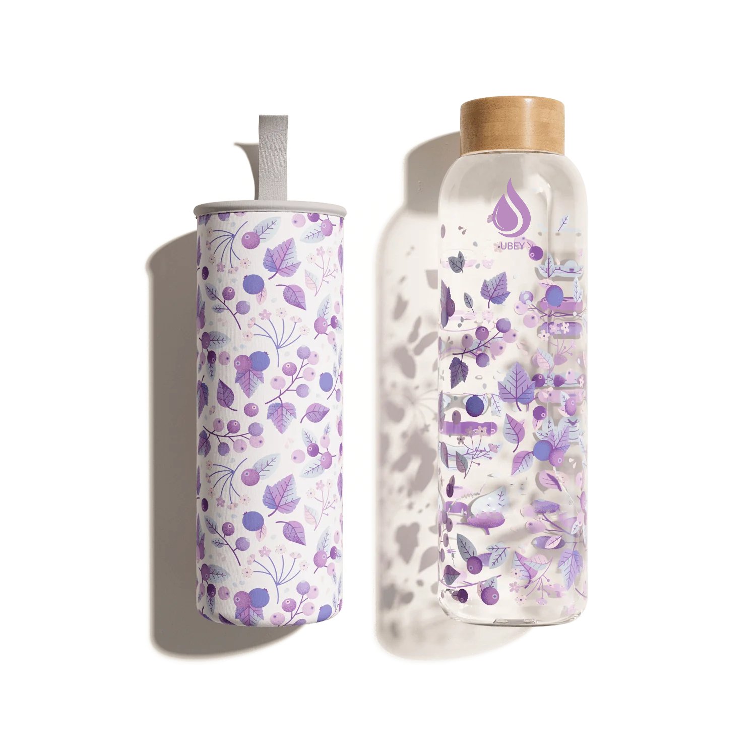 Hydrogen water glass bottle borosilicate sparking water bottle customized logo with neoprene sleeve