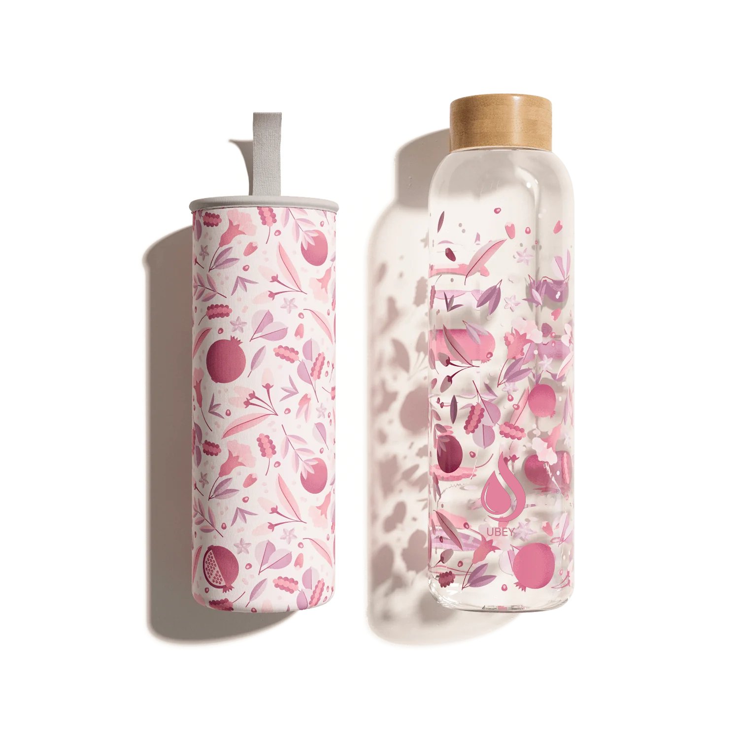 Hydrogen water glass bottle borosilicate sparking water bottle customized logo with neoprene sleeve