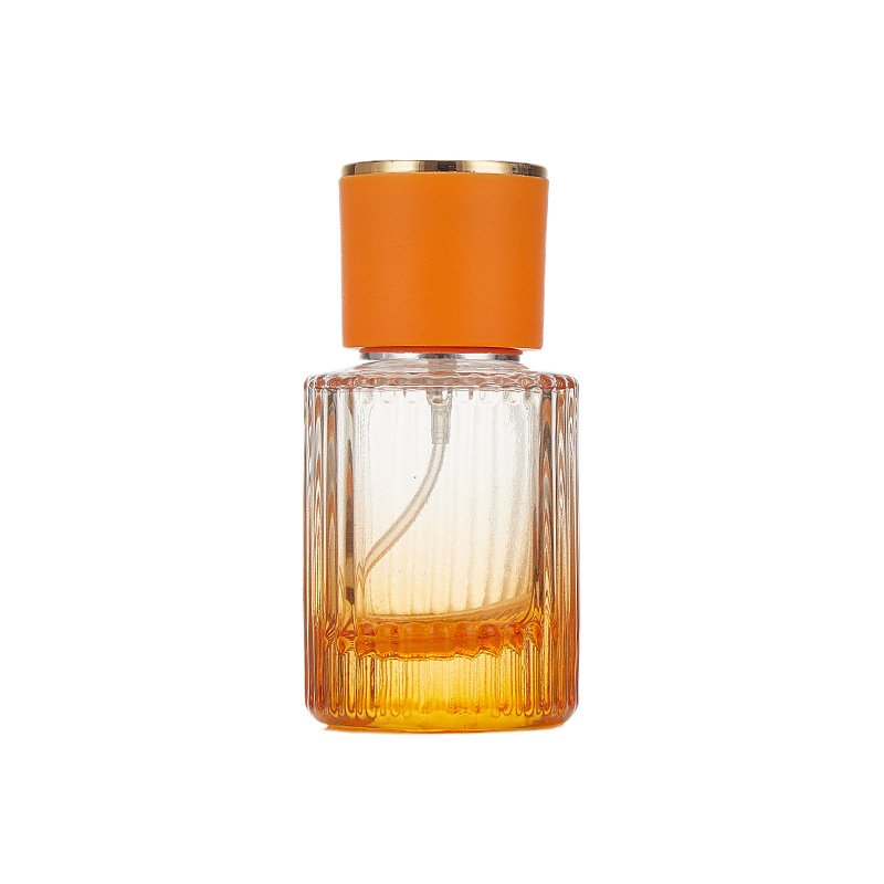 30ml 1oz 50ml 1.5oz 100ml cute Gradient Vertical stripe shape cosmetic perfume glass bottle pump custom color coating color