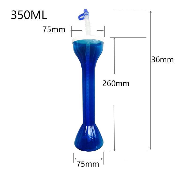 Creative styles dumbbell long neck water bottle with straw disposable PET cup for cold drinks