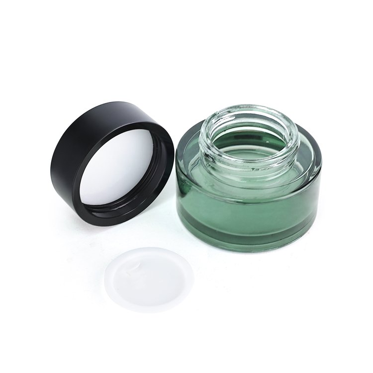 Luxury Cosmetic Bottle And Jar Set 40ml 100ml 130ml 150ml Glass Bottle 50g Cream Jar Green Skin Care Products Glass Packaging
