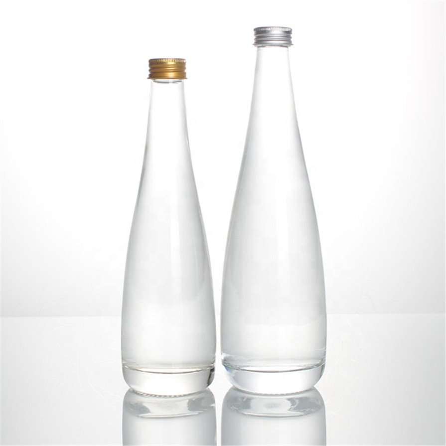 Tear Drop Shape Stock Sparkling Spring Water Fiji Natural empty Soda Glass bottles 25.4 Oz