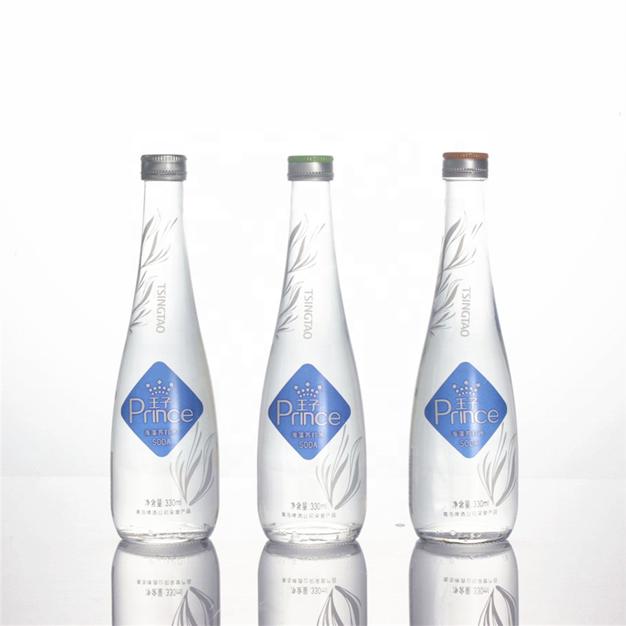 Tear Drop Shape Stock Sparkling Spring Water Fiji Natural empty Soda Glass bottles 25.4 Oz
