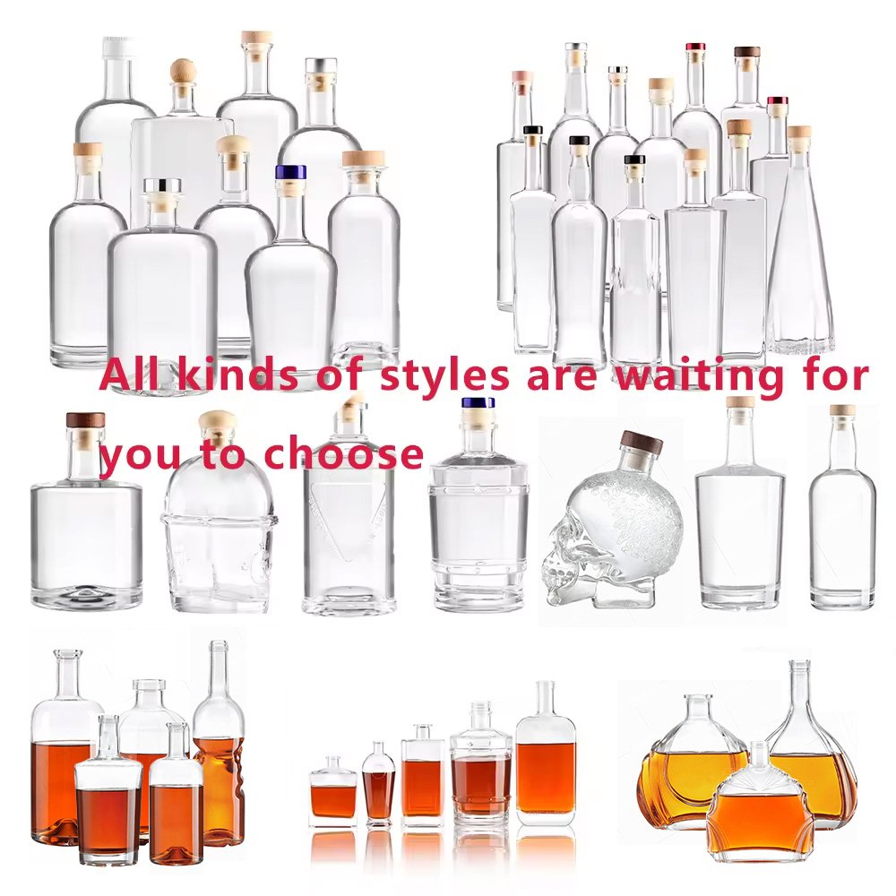 Customized Top Quality Empty Glass Liquor Bottle 500ml 700ml 750ml Tequila Vodka Whisky Gin Bottle