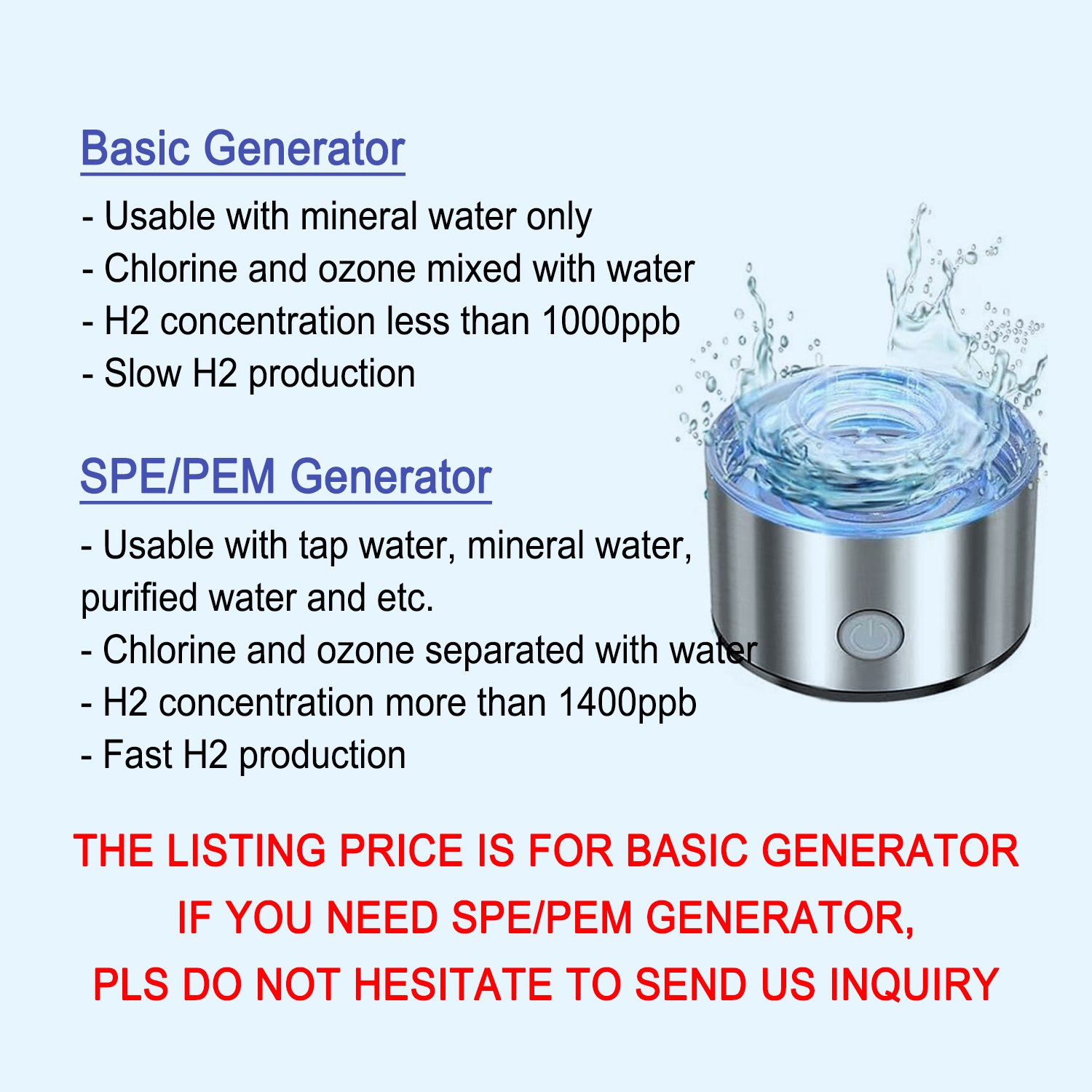 Manufacturer custom hydrogen water glass bottle 5000 ppb h2 hydrogen-rich spe pem best new technology hydrogen water bottle