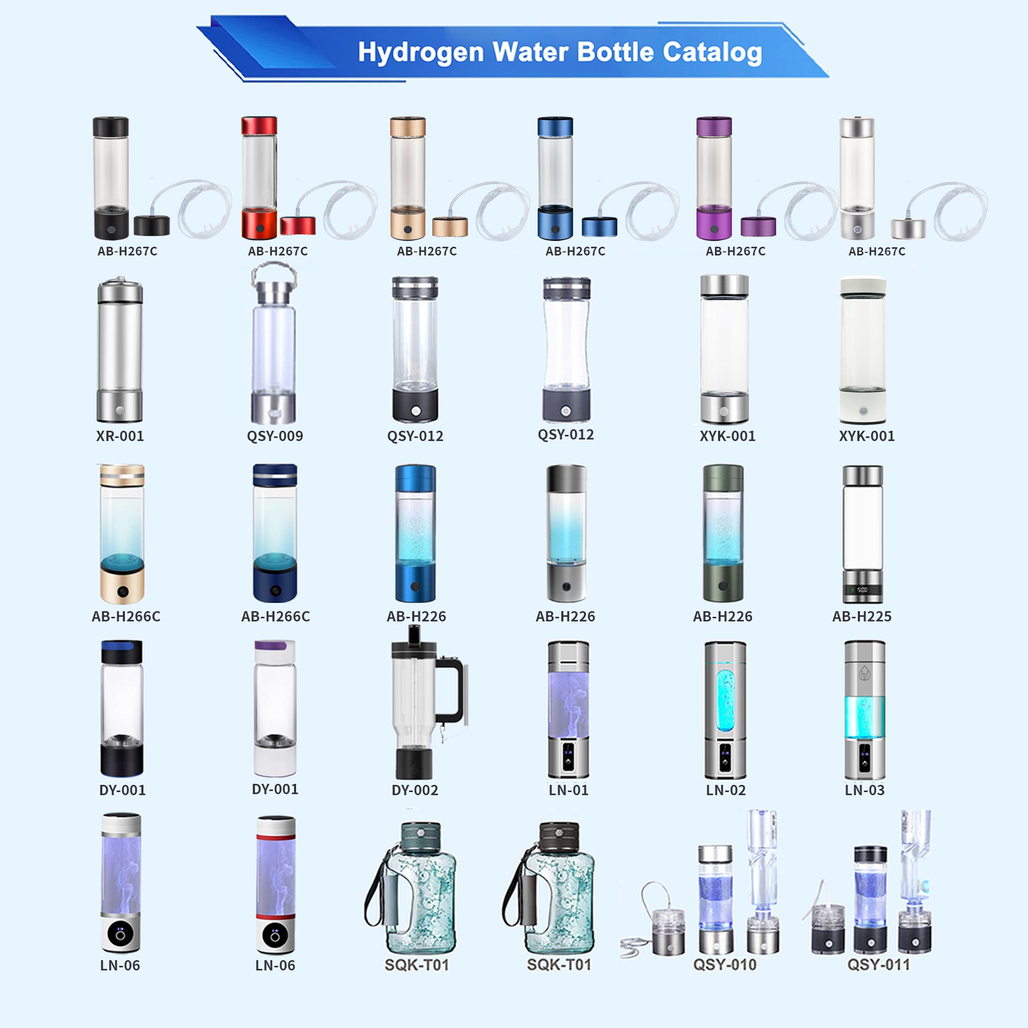 Manufacturer custom hydrogen water glass bottle 5000 ppb h2 hydrogen-rich spe pem best new technology hydrogen water bottle