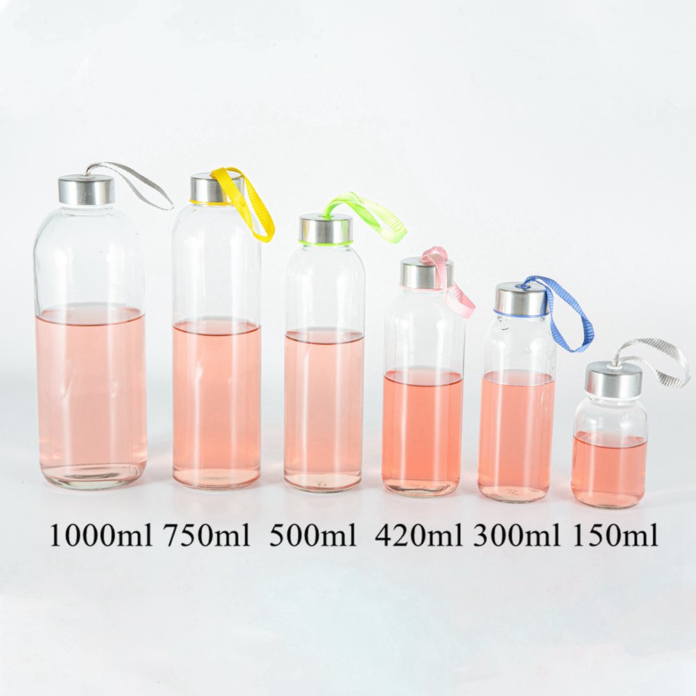 hot sale Carbonated Water Packing Glass Bottles with Metal/Bamboo Cover 500ml 800ml