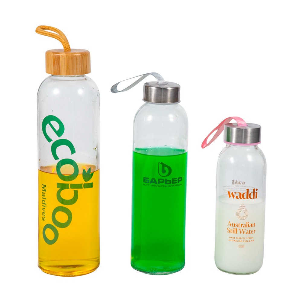 hot sale Carbonated Water Packing Glass Bottles with Metal/Bamboo Cover 500ml 800ml
