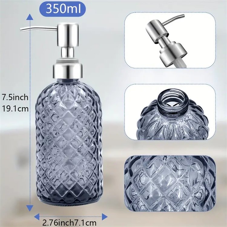Wholesale 16oz Boston Round Glass Bottles Black And White Refilling Lotion Hand Glass Soap Dispenser Bottles with Pump