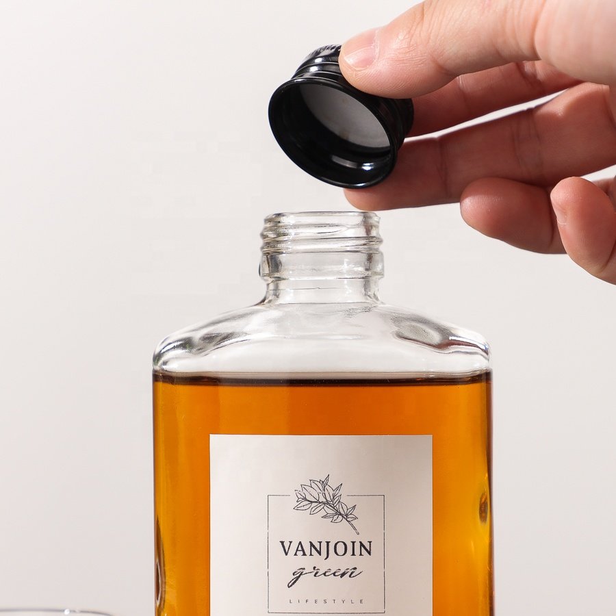 New Coming 200ML 6.7 oz Clear Flat Flask Ice Cold Brew Coffee Glass Bottle Packaging For Sell With Lids