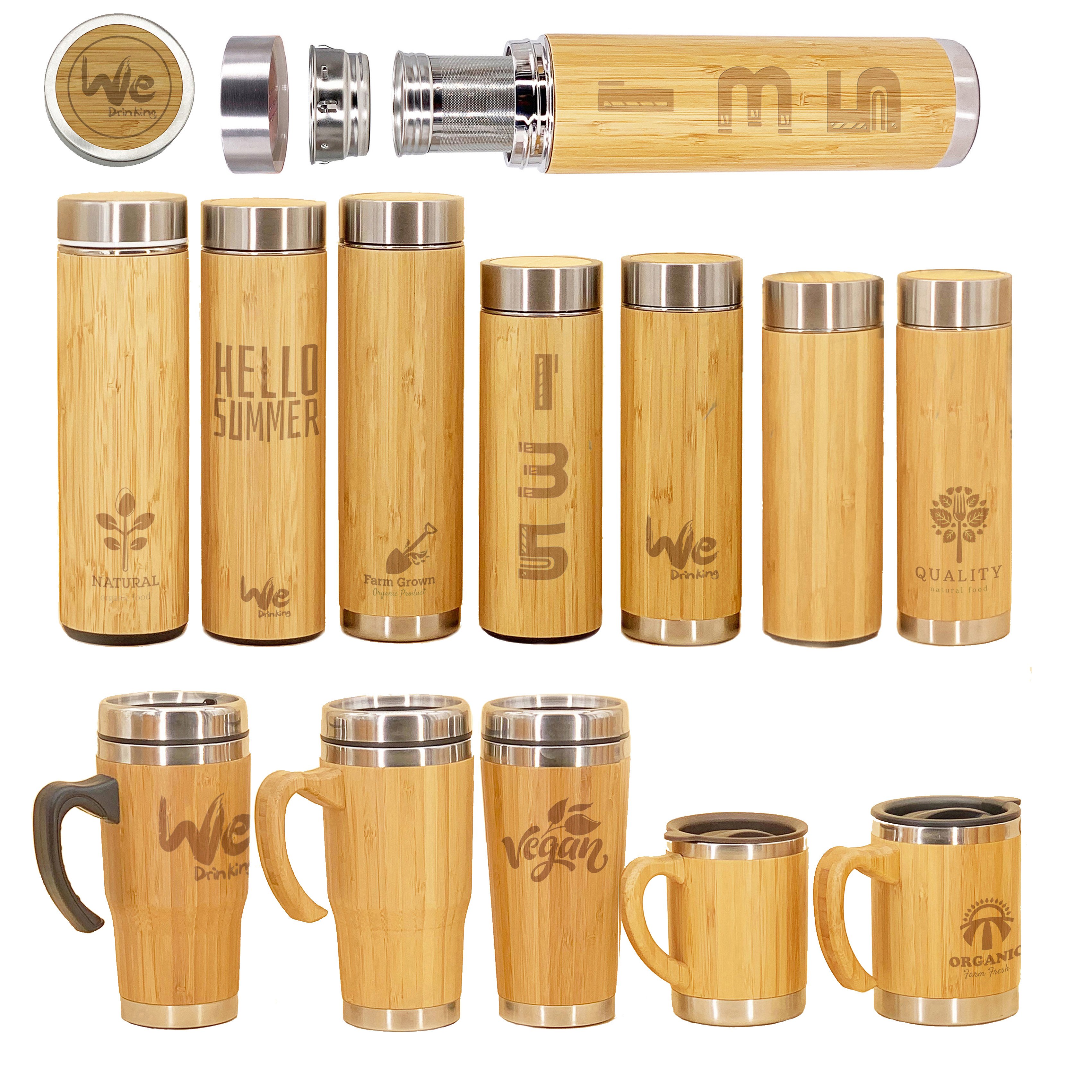 GS07 480ML 100% BPA FREE borosilicate Double Wall Glass Tea Infuser Glass Bottle with Bamboo Lid