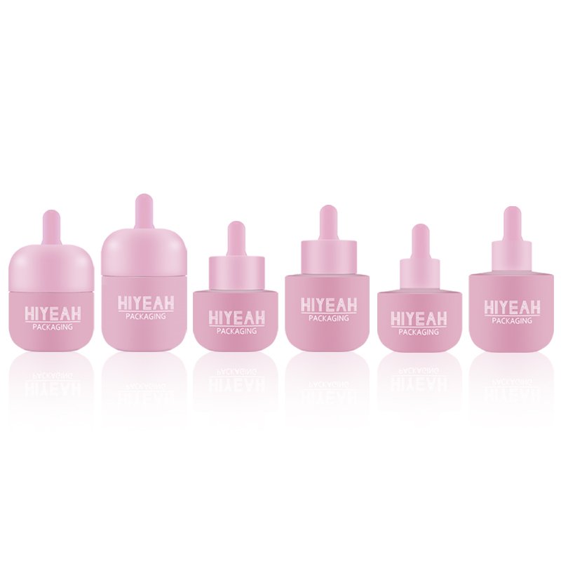 Round Oil Serum Glass Dropper Bottle 30ml Eye Dropper Glass Bottle Pink Black Dropper Bottle For Cosmetic